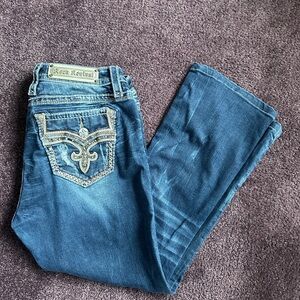 Rock Revival Meri Women's Boot Cut Jeans in Blue with Embroidered Pockets